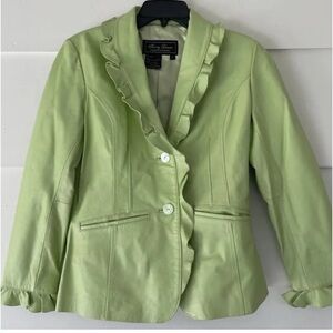 Lime Ruffled Leather Jacket